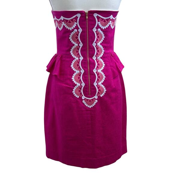 LILLY PULITZER Maybell Structured Peplum Ruffle Strapless Dress Azalea Pink-Sz 4 - Picture 5 of 8